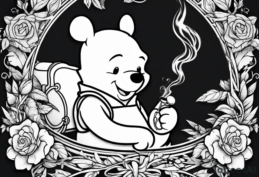 Winnie Pooh smoking joint tattoo idea