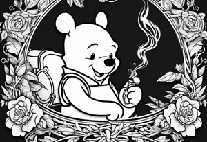 Winnie Pooh smoking joint tattoo idea
