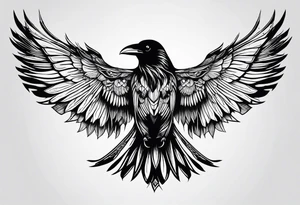 symmetrical outlines of a flying crow, without bows tattoo idea