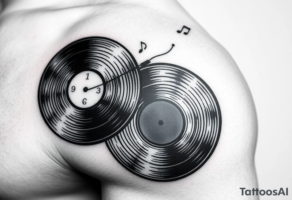 vinyl records as an expression of love for house music tattoo idea