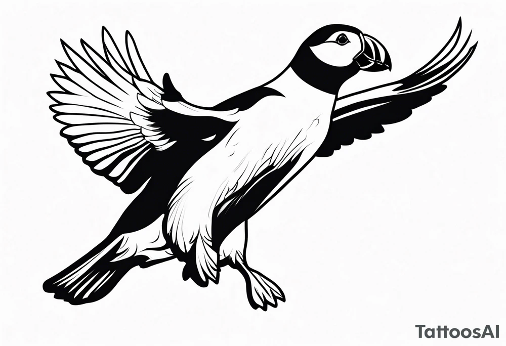 a flying puffin tattoo idea