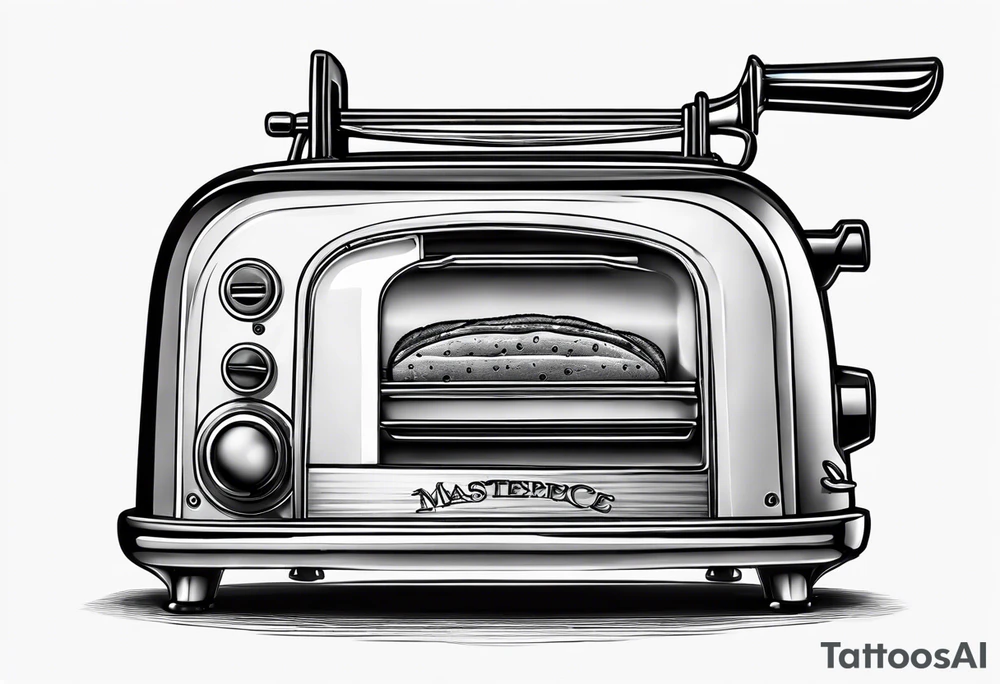 a toaster holding a gun tattoo idea