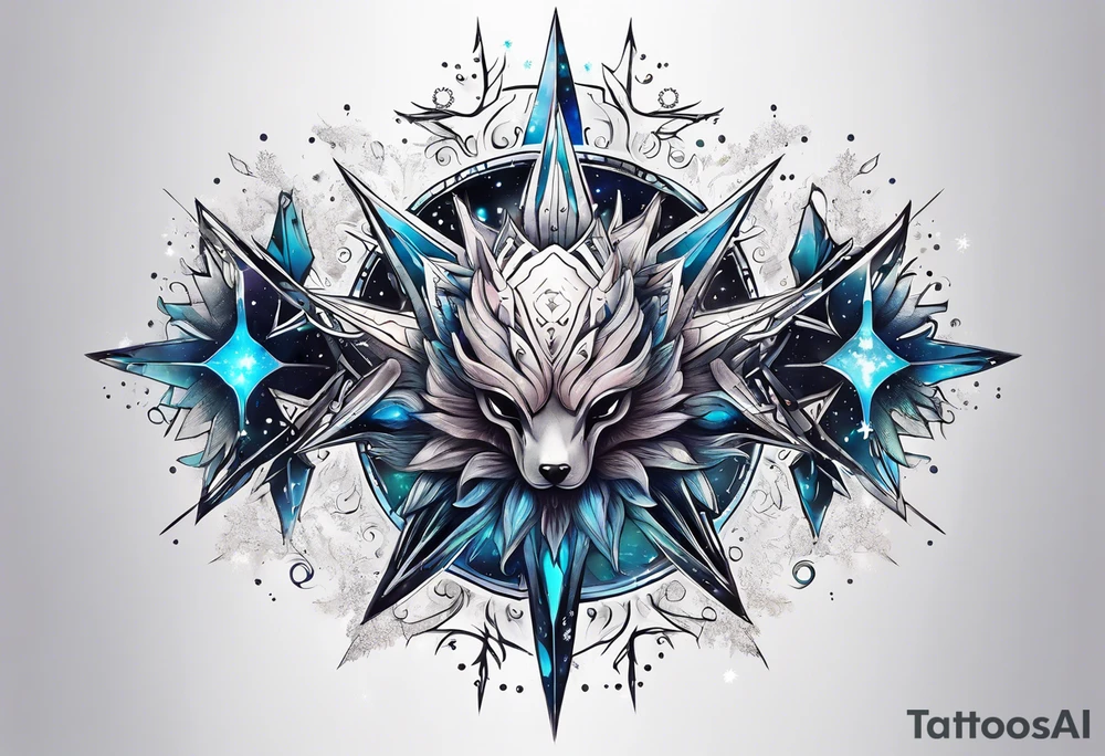 Constellation, animal alien, snowflake tattoo idea