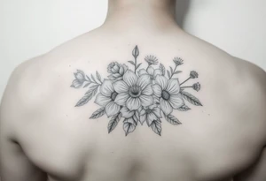 A bouquet of birth flowers for the months of January , February,  March, April,  May, June, August tattoo idea