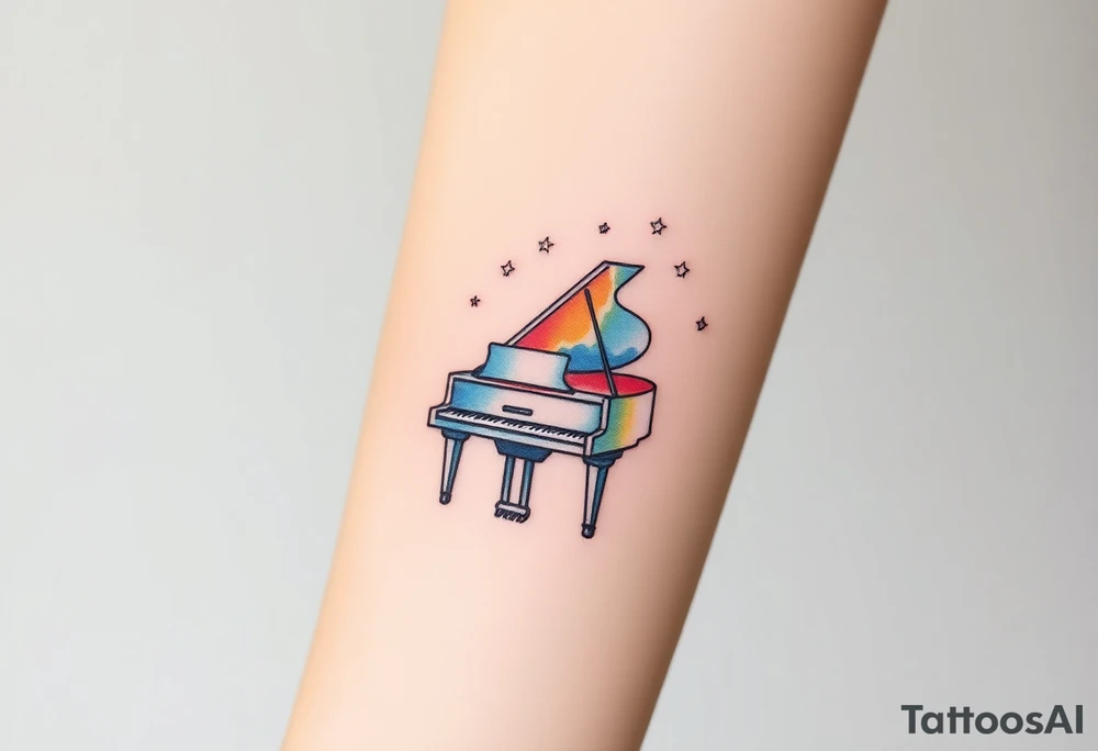 Grand piano under stars tattoo idea