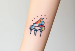 Grand piano under stars tattoo idea