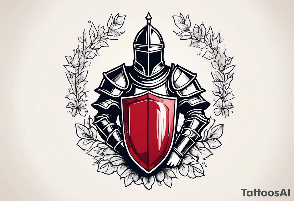 knight in armor traditonal vintage tattoo crown rubies tattoo idea