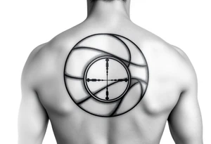 A basketball with a sniper scope reticle 
inside tattoo idea