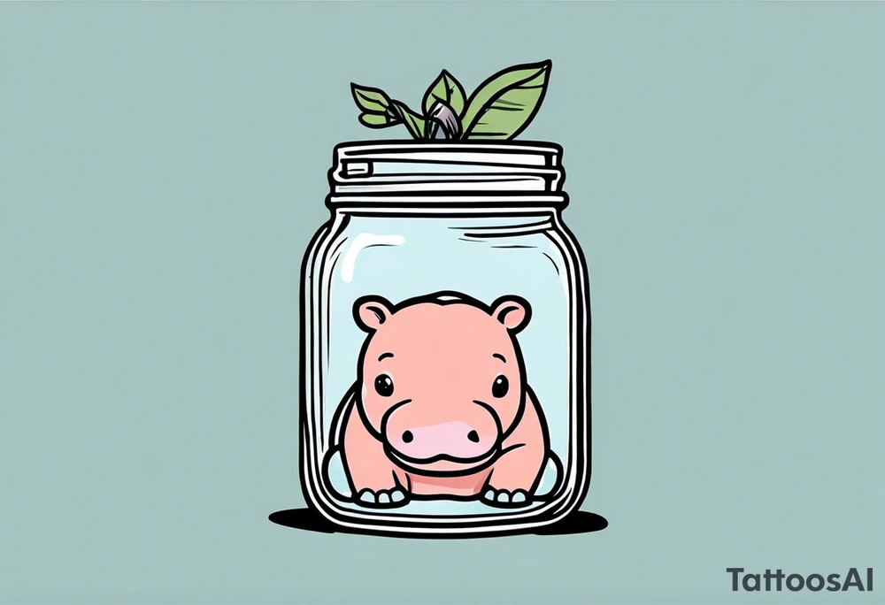 Baby hippo Mason jar tattoo idea
