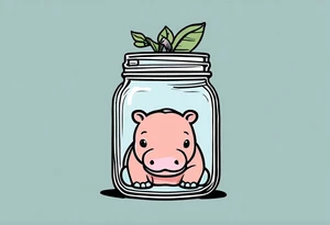 Baby hippo Mason jar tattoo idea