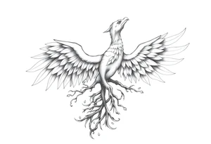Powerful Phoenix rising tree of life tattoo idea