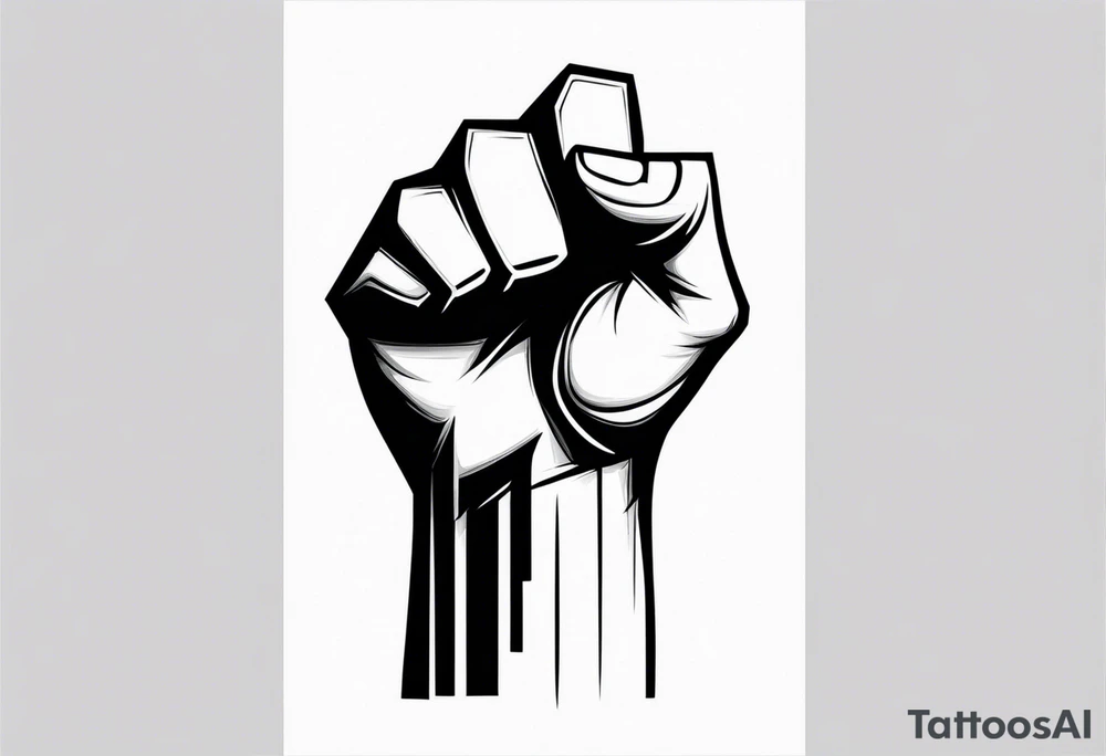 A clenched fist on the back using negative space techniques tattoo idea A clenched fist on the back using negative space techniques tattoo idea