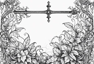 Leafy vines with sword tattoo idea