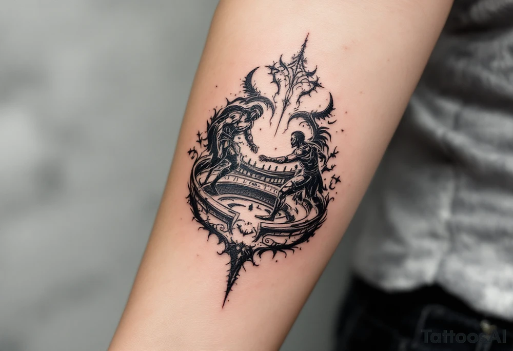 gladiator arena fight tattoo idea