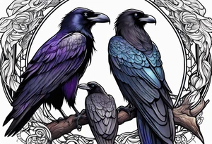 raven dad and osprey mother raising a family tattoo idea