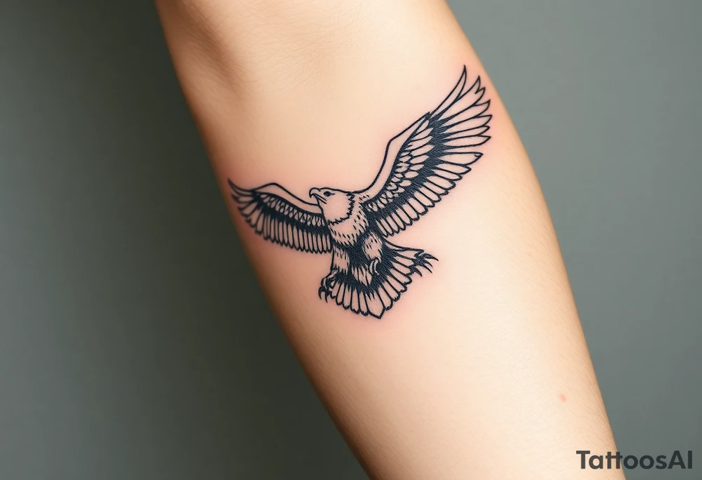 majestic eagle spreading wings against mountain peaks tattoo idea