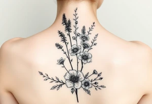 Northern woods with wild flowers tattoo idea