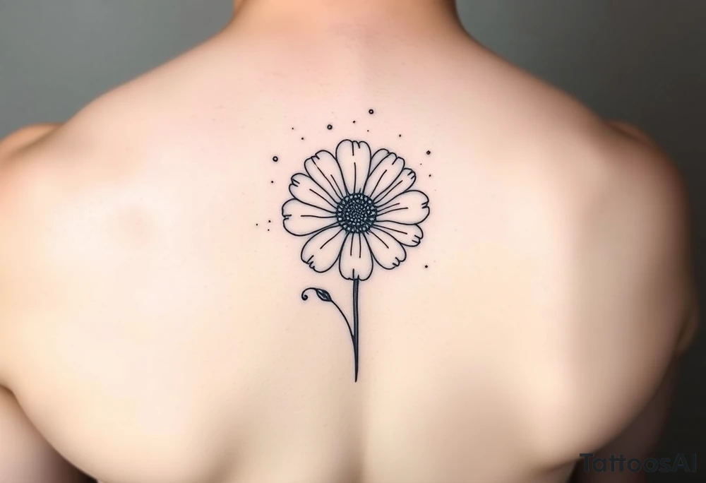Minimalists marigold flower with g tattoo idea