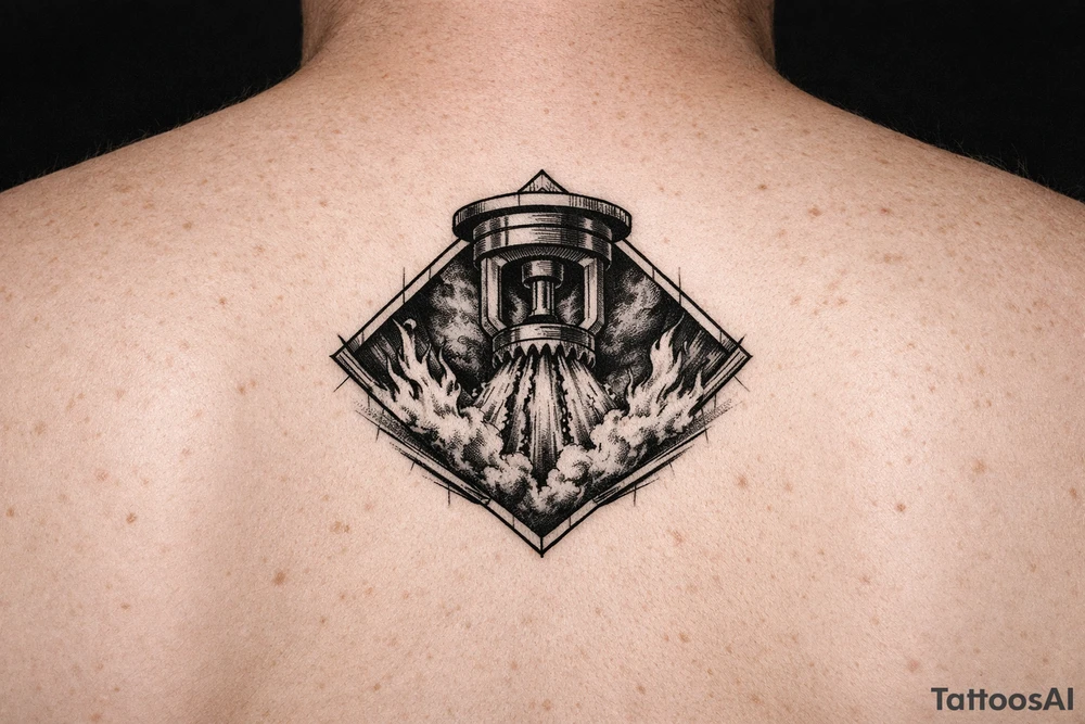 Fire Sprinkler putting out a fire tattoo idea