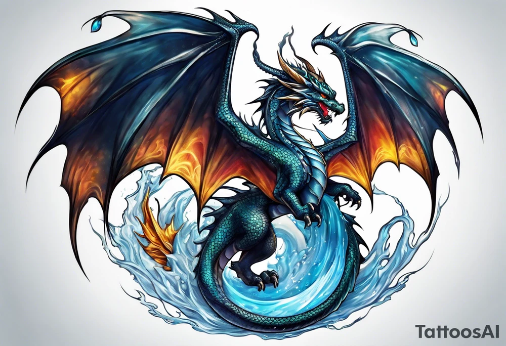 Flying dragon, ice around tattoo idea