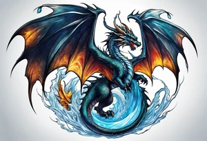 Flying dragon, ice around tattoo idea