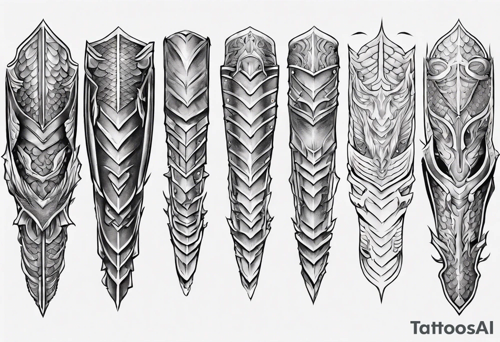 Dragonscale Leg armor symmetrical tattoo idea