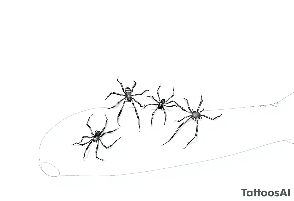 4 Spiders crawling down arm tattoo idea
