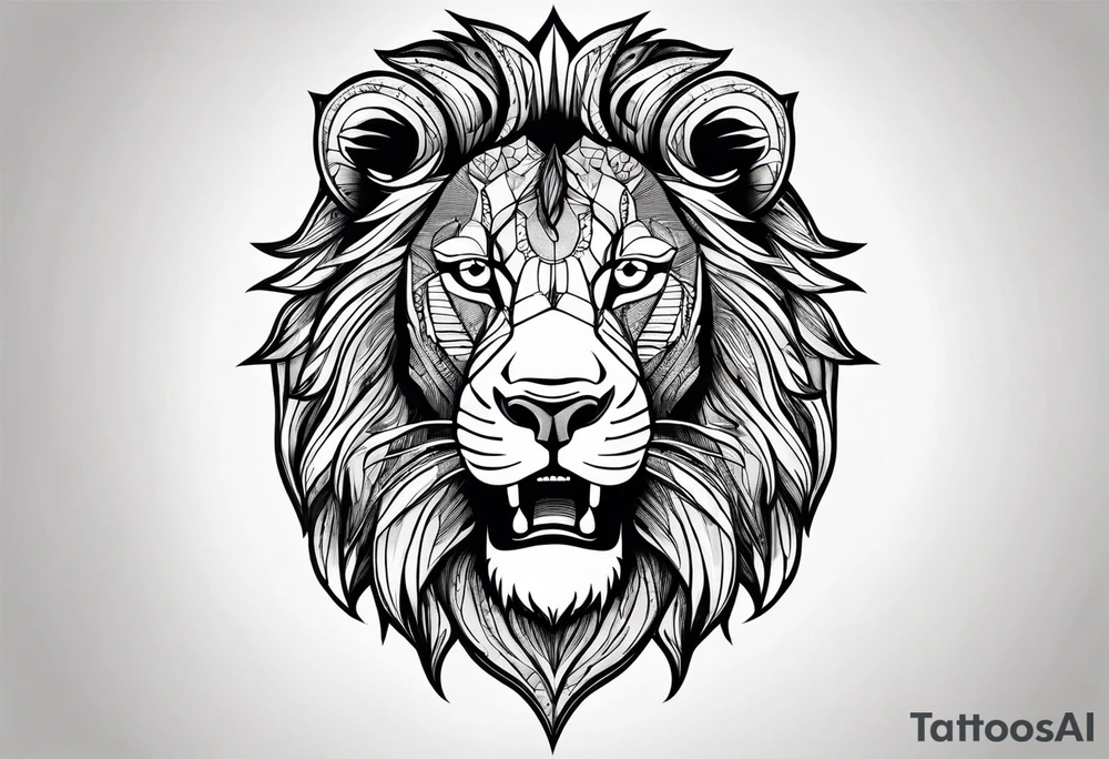 African continent shape with a detailed roaring lion face filling the inside tattoo idea