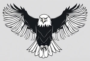 bald eagle with its wings spread, very simple line design tattoo idea