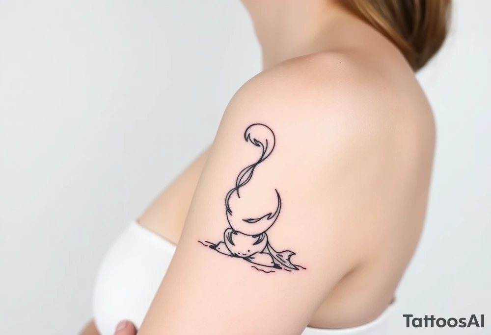 mermaid above water sitting on rock tattoo idea