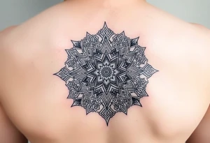 intricate mandala with sacred geometry and cosmic elements tattoo idea