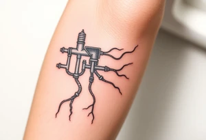 System of pipes that transitions into veins of forearm tattoo idea