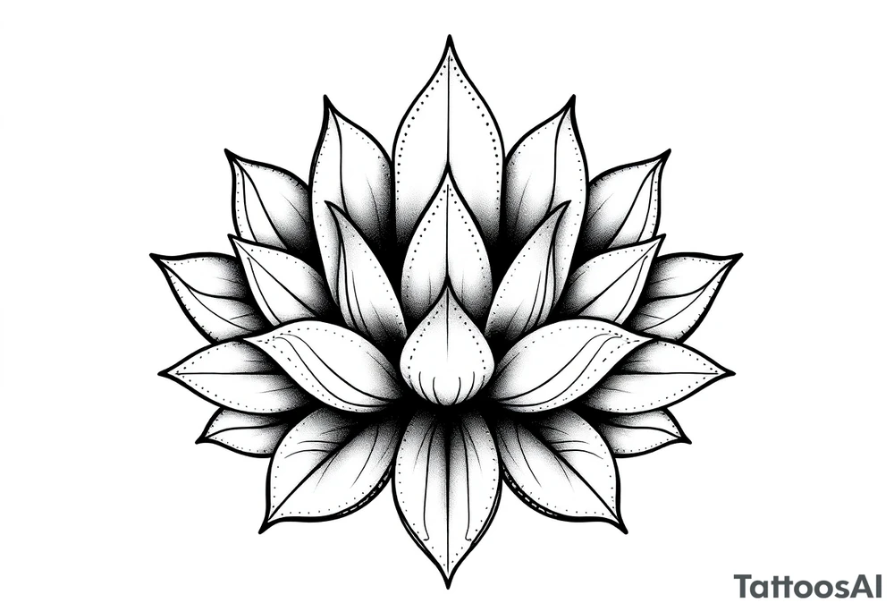 Lotus flower with dotwork chains tattoo idea