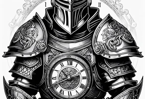 knight in heavy armor with clock tattoo idea