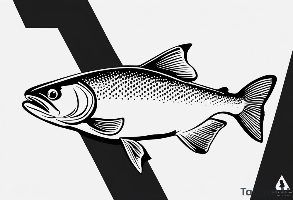 "A small tattoo featuring a lovestruck trout as the main theme, drawn without lines, using only color combinations." tattoo idea