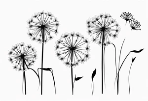 floral tattoo three dandelions tattoo idea