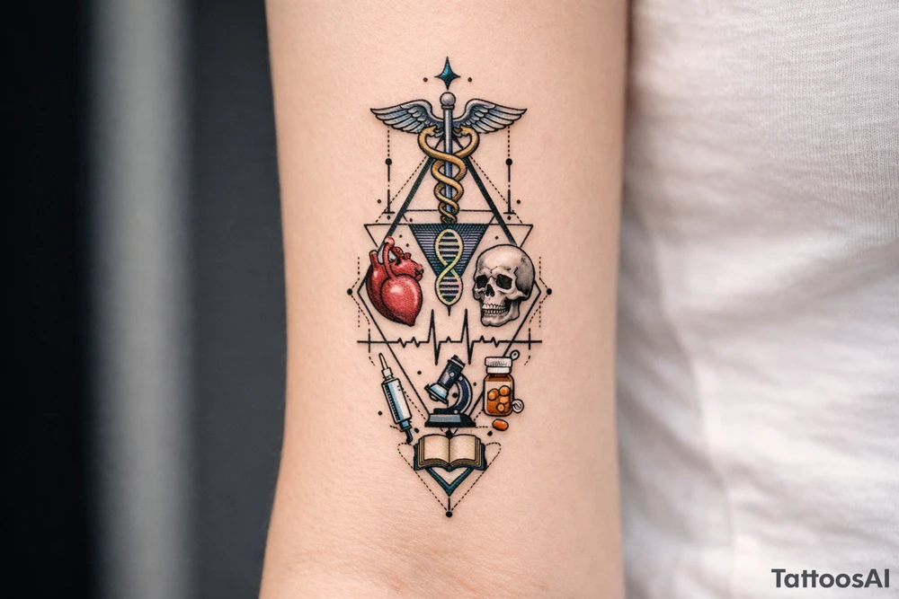Now, based on the picture I've liked, make it 3 times taller, and add medical theme tattoo idea