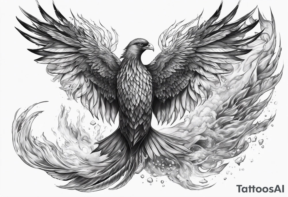 Magma Phoenix slowly freezing over into ice tattoo idea