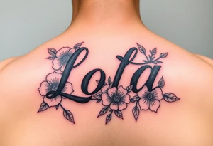 The name Lola  with flowers and 01-10-2024 tattoo idea