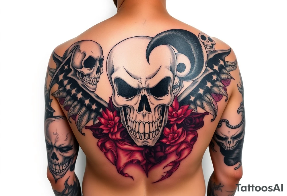 The wraith
Riddle box
Carnival of Carnage
The ringmaster
The grear milenko
The amazing jeckel brothers
Hells pit
Bang pow boom
The mighty death pop
Fearless fred fury
Yum yum bedlam
 Colorful full arm sleeve tattoo desgin tattoo idea