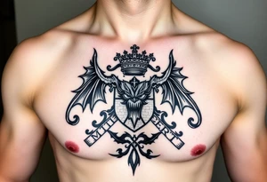 Smith family crest from Ireland with dark and brutally Demonic features for a full chest tattoo tattoo idea