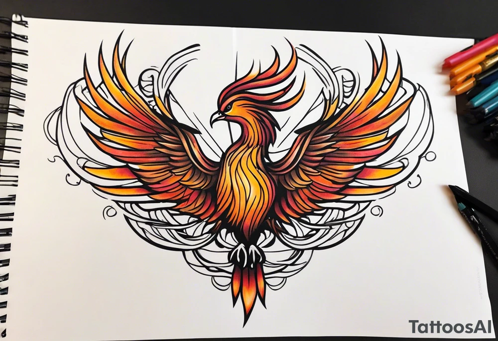 phoenix holding pen tattoo idea