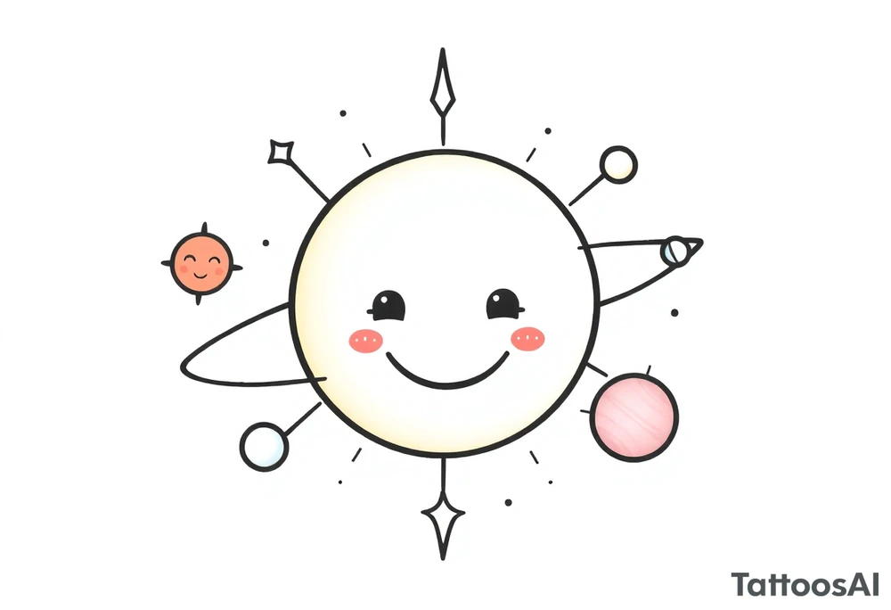 Smiley Cute solar system tattoo idea