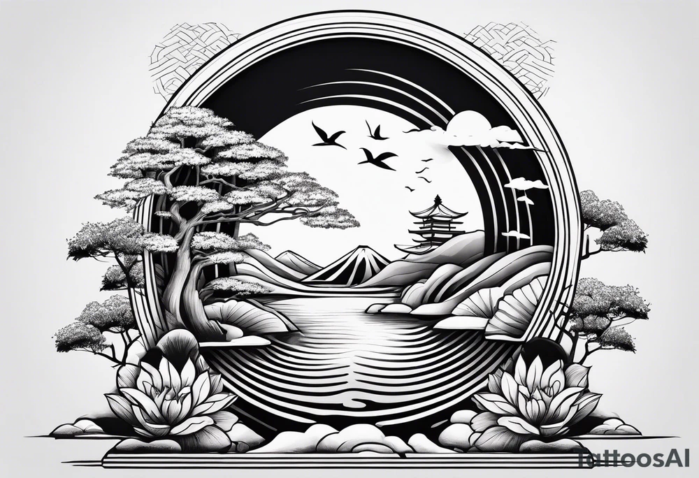 Design a tattoo based on a Japanese zen garden tattoo idea