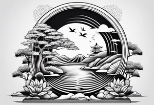 Design a tattoo based on a Japanese zen garden tattoo idea