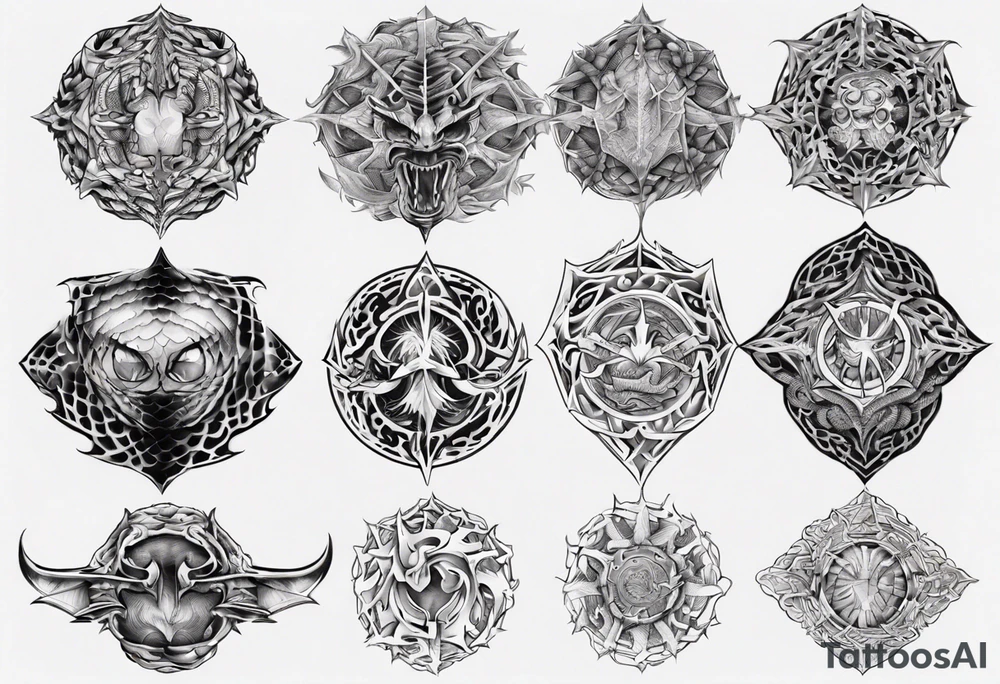 Dragon skin symmetrical tattoo idea