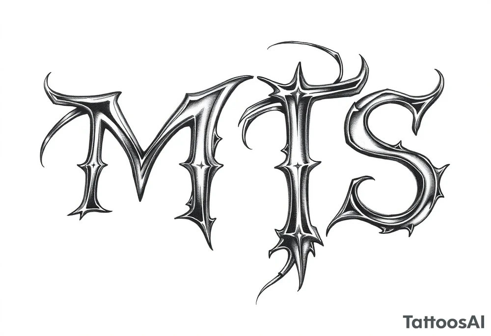 Mechanical style with the letters MTS tattoo idea