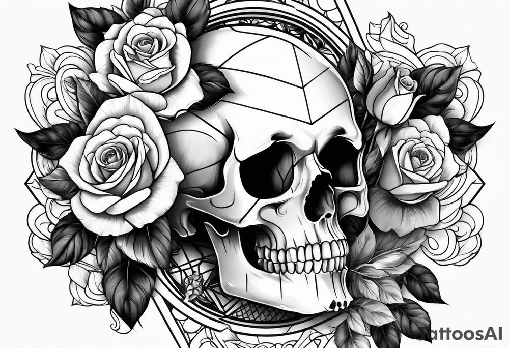 skull with roses tattoo idea