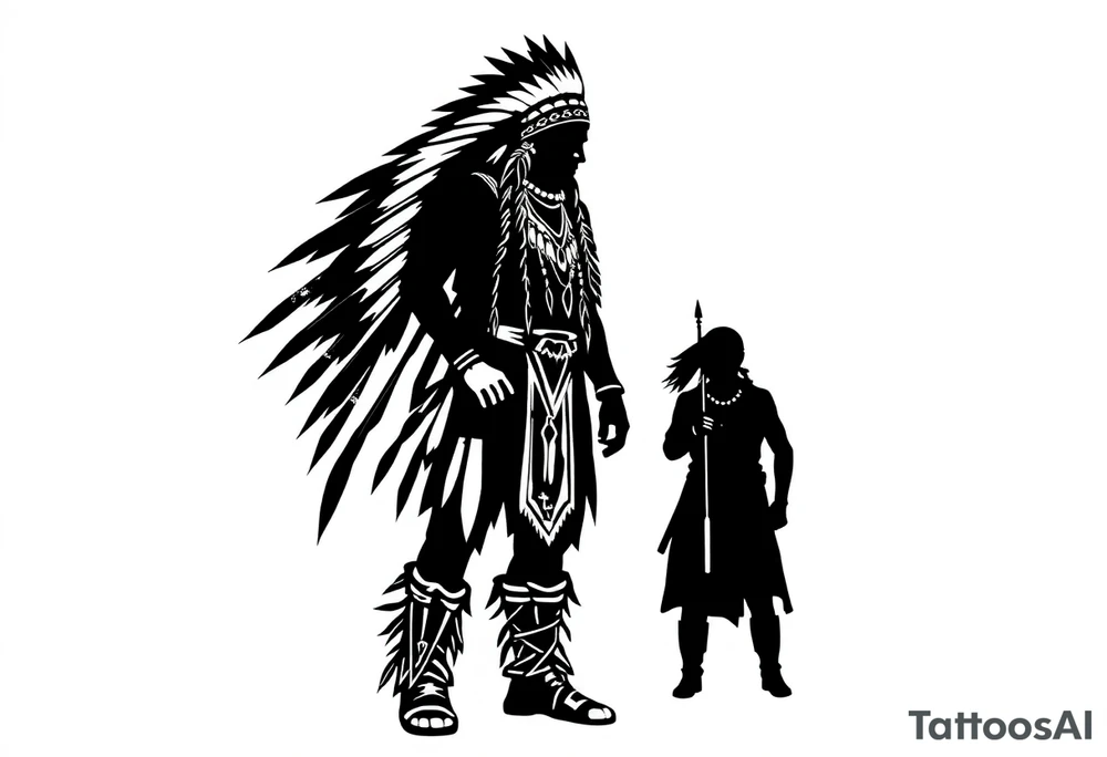 Silhouette of Native American tribe tattoo idea