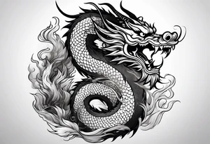 Traditional Chinese Dragon full body and smoke tattoo idea